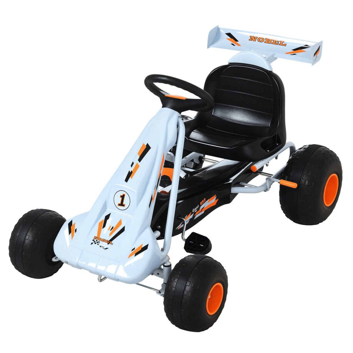 Pedal Powered Kids Go Kart, 4-Wheel Ride-On Car in Cute Style with Adjustable Seat, Handbrake, and Shift Lever – Outdoor Racer Pedal Car for Boys and Girls Ages 3–6