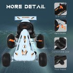 Pedal Powered Kids Go Kart, 4-Wheel Ride-On Car in Cute Style with Adjustable Seat, Handbrake, and Shift Lever – Outdoor Racer Pedal Car for Boys and Girls Ages 3–6