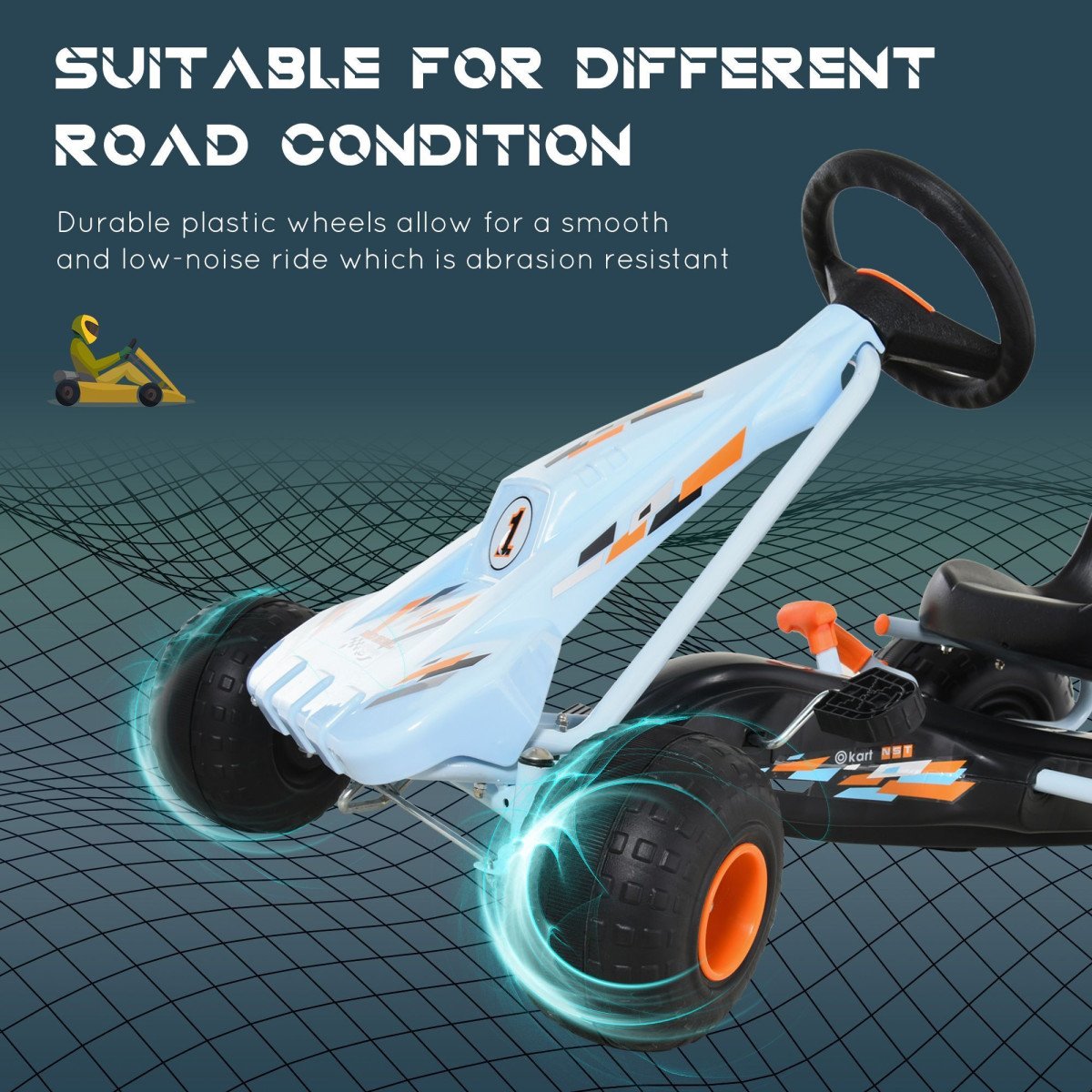 Pedal Powered Kids Go Kart, 4-Wheel Ride-On Car in Cute Style with Adjustable Seat, Handbrake, and Shift Lever – Outdoor Racer Pedal Car for Boys and Girls Ages 3–6