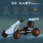 Pedal Powered Kids Go Kart, 4-Wheel Ride-On Car in Cute Style with Adjustable Seat, Handbrake, and Shift Lever – Outdoor Racer Pedal Car for Boys and Girls Ages 3–6