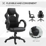 Racing Gaming Chair Office Chair Computer Desk Gamer Chair with Swivel Wheels, Padded Headrest, Tilt Function, Black