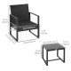 3 Pieces Wicker Patio Furniture Set, Rattan Bistro Set with Glass Top Coffee Table and Cushions, Outdoor Conversation Set for Garden, Porch, Balcony, Black