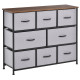 Dresser for Bedroom with 8 Drawers, 3-Tier Fabric Chest of Drawers, Tall Dresser Storage Tower with Steel Frame and Wooden Top for Closets, Nursery Room, Grey