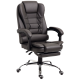 High Back Office Chair PU Leather Executive Office Chair with Retractable Footrest Padded Armrest Coffee