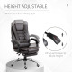 High Back Office Chair PU Leather Executive Office Chair with Retractable Footrest Padded Armrest Coffee