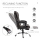 High Back Office Chair PU Leather Executive Office Chair with Retractable Footrest Padded Armrest Coffee