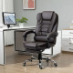High Back Office Chair PU Leather Executive Office Chair with Retractable Footrest Padded Armrest Coffee