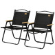 Set of 2 Camping Chair, Lightweight Folding Chair, Portable Armchairs, Excellent for Festivals, Fishing, Black