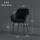 Dining Chairs Set of 2, Velvet-look Fabric Upholstered Kitchen Chairs with Backrest, Armrests and Steel Legs, Black