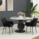Dining Chairs Set of 2, Velvet-look Fabric Upholstered Kitchen Chairs with Backrest, Armrests and Steel Legs, Black