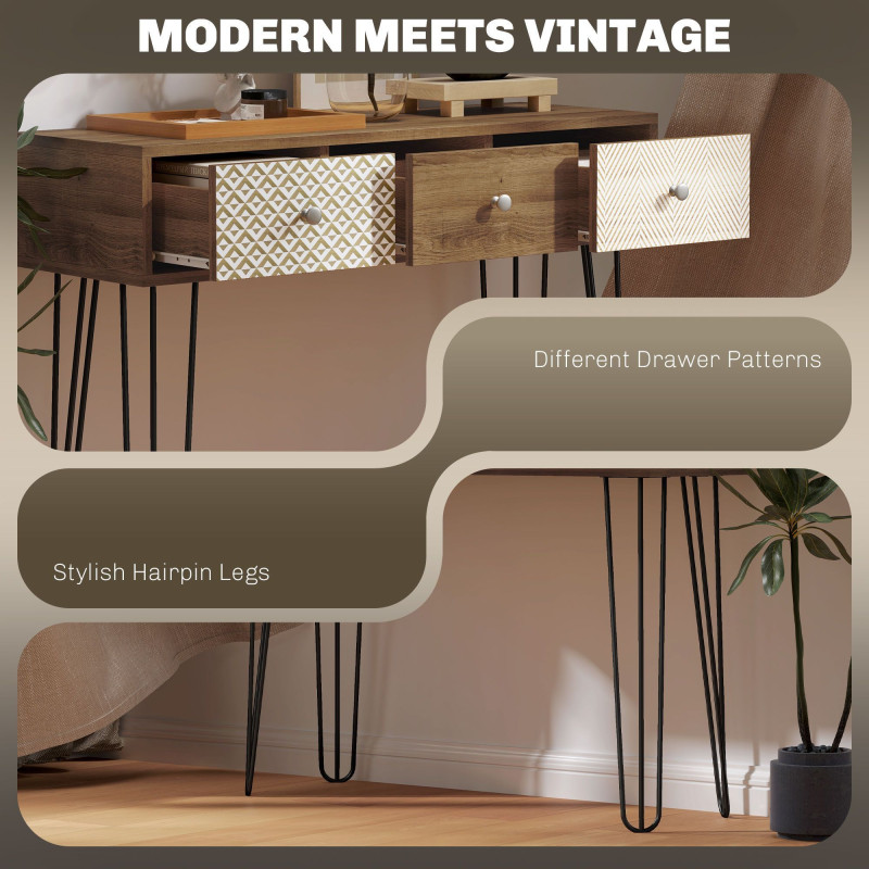 Narrow Console Table with Drawers, 35