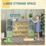 Qaba Kids Toy Organizers and Storage with 8 Removable Storage Bins and Bookshelf, White