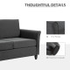 2-Seat Sofa Two-Seater Couch with Armrests and Wood Legs for Living Room, Bedroom, Dark Grey