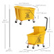Mop Bucket with Wringer on Wheels for Floor Cleaning, 38 Quart Down Press Wringer with Handle, Yellow