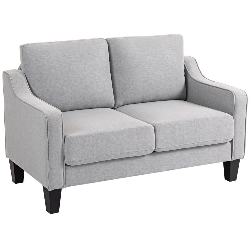 Loveseat Sofa, Modern Couch with Pocket Spring, Linen Upholstered, Thick Padded, Light Grey
