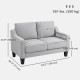 Loveseat Sofa, Modern Couch with Pocket Spring, Linen Upholstered, Thick Padded, Light Grey