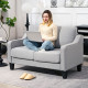 Loveseat Sofa, Modern Couch with Pocket Spring, Linen Upholstered, Thick Padded, Light Grey