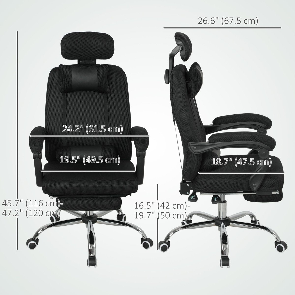 Ergonomic Executive High Back Office Chair with Footrest, Lumbar Support, Black