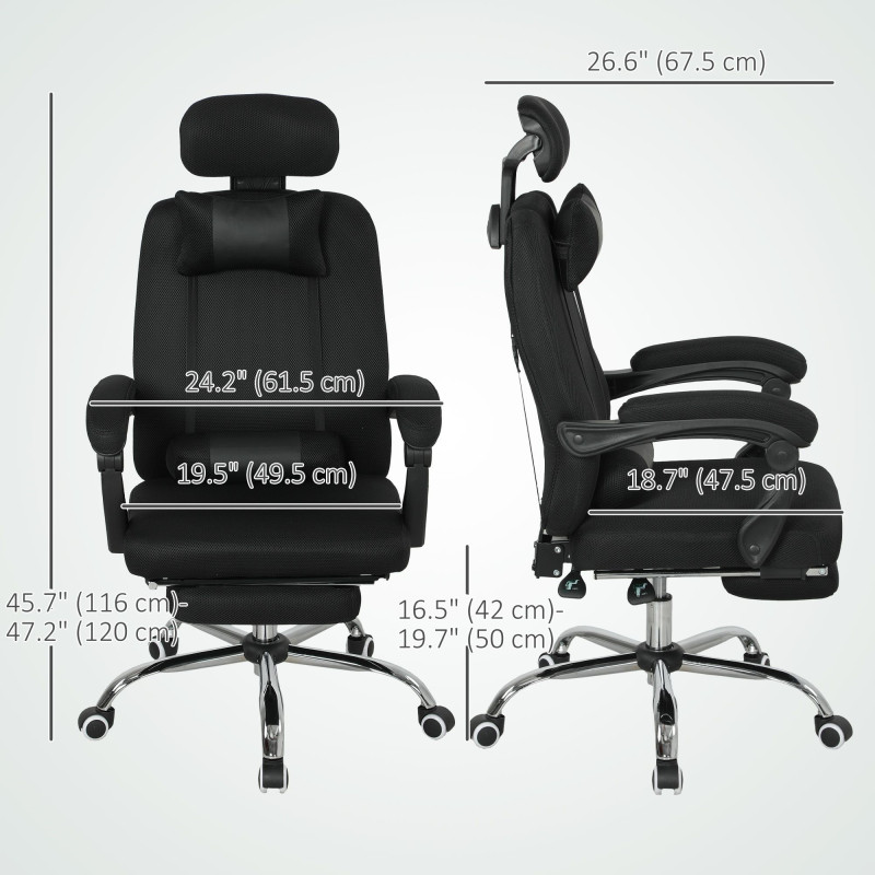 Ergonomic Executive High Back Office Chair with Footrest, Lumbar Support, Black