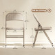 Set of 2 Metal Foldable Chairs, Linen Fabric Padded Folding Chairs with Cushion Seat and Open Back for Indoor, Beige