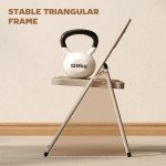Set of 2 Metal Foldable Chairs, Linen Fabric Padded Folding Chairs with Cushion Seat and Open Back for Indoor, Beige