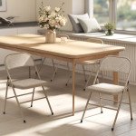 Set of 2 Metal Foldable Chairs, Linen Fabric Padded Folding Chairs with Cushion Seat and Open Back for Indoor, Beige