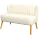 Modern 2 Seat Sofa for Bedroom, Upholstered Two Seater Couch with Rubber Wood Legs, Cream White