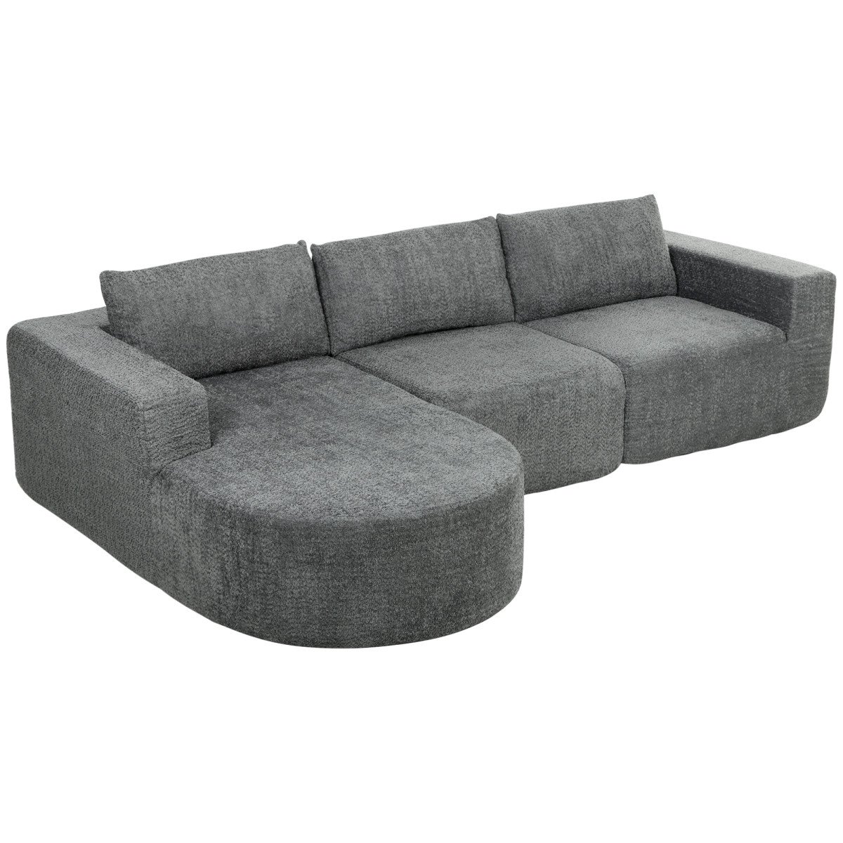 L Shaped Cloud Boneless Couch, Modular Sectional Sofa with Chaise and Deep Seat for Living Room, Bedroom, Dark Grey