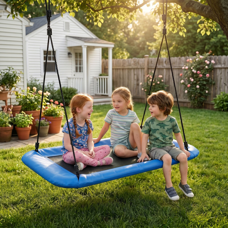 Qaba Nest Swing Adjustable Ropes Tree Straps Basket Swing for Kids, 58