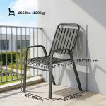 Stackable Outdoor Dining Chairs Set of 2, for Patio, Balcony, Deck, Garden, Black