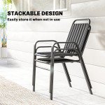 Stackable Outdoor Dining Chairs Set of 2, for Patio, Balcony, Deck, Garden, Black