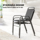 Stackable Outdoor Dining Chairs Set of 2, for Patio, Balcony, Deck, Garden, Black