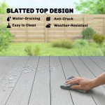 Rectangular Patio Table for 6, Outdoor Dining Table with Wood-Plastic Composite Top and Steel Frame for Garden, Grey