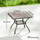 Outdoor Dining Table for 4, Square Patio Table with Umbrella Hole, Shelf, Faux Wood Top for Garden, Backyard, Grey