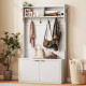 4-In-1 Hall Tree with Shoe Bench, Modern Coat Rack with Open Shelf for Hallway, Entryway, Bedroom, Living Room, White