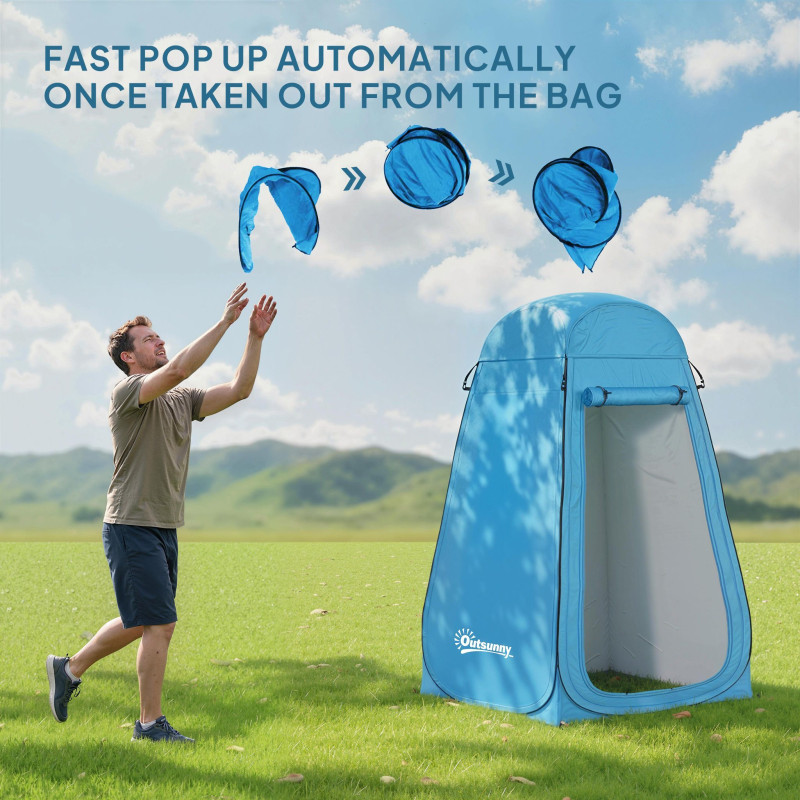 Pop Up Shower Tent, Portable Privacy Room for Outdoor Changing, Dressing, Fishing Storage with Carrying Bag, Blue