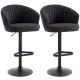 Adjustable Bar Stools Set of 2, Upholstered Kitchen Stools with Swivel Seat, Steel Frame, Footrest, ‎Black