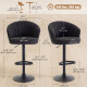 Adjustable Bar Stools Set of 2, Upholstered Kitchen Stools with Swivel Seat, Steel Frame, Footrest, ‎Black