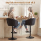Adjustable Bar Stools Set of 2, Upholstered Kitchen Stools with Swivel Seat, Steel Frame, Footrest, ‎Black