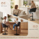 Adjustable Bar Stools Set of 2, Upholstered Kitchen Stools with Swivel Seat, Steel Frame, Footrest, ‎Black