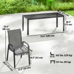 9 Pieces Patio Set with Stackable Chairs, Patio Dining Set with Glass Top for Garden, Patio, Backyard, Dark Grey