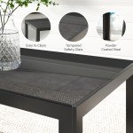 9 Pieces Patio Set with Stackable Chairs, Patio Dining Set with Glass Top for Garden, Patio, Backyard, Dark Grey