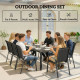 9 Pieces Patio Set with Stackable Chairs, Patio Dining Set with Glass Top for Garden, Patio, Backyard, Black