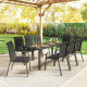 9 Pieces Patio Set with Stackable Chairs, Patio Dining Set with Glass Top for Garden, Patio, Backyard, Black