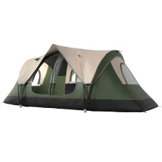 Camping Tent for 6-8 Man with 2000mm Waterproof Rainfly and Carry Bag for Fishing Hiking Festival, Dark Green