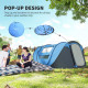 4 Person Camping Tent, Easy Pop Up Tent with Doors, Windows and Carry Bag, Automatic Setup Tent for Hiking, Blue