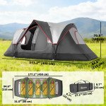 Camping Tent for 6-8 Man with 2000mm Waterproof Rainfly and Carry Bag for Fishing Hiking Festival, Dark Grey