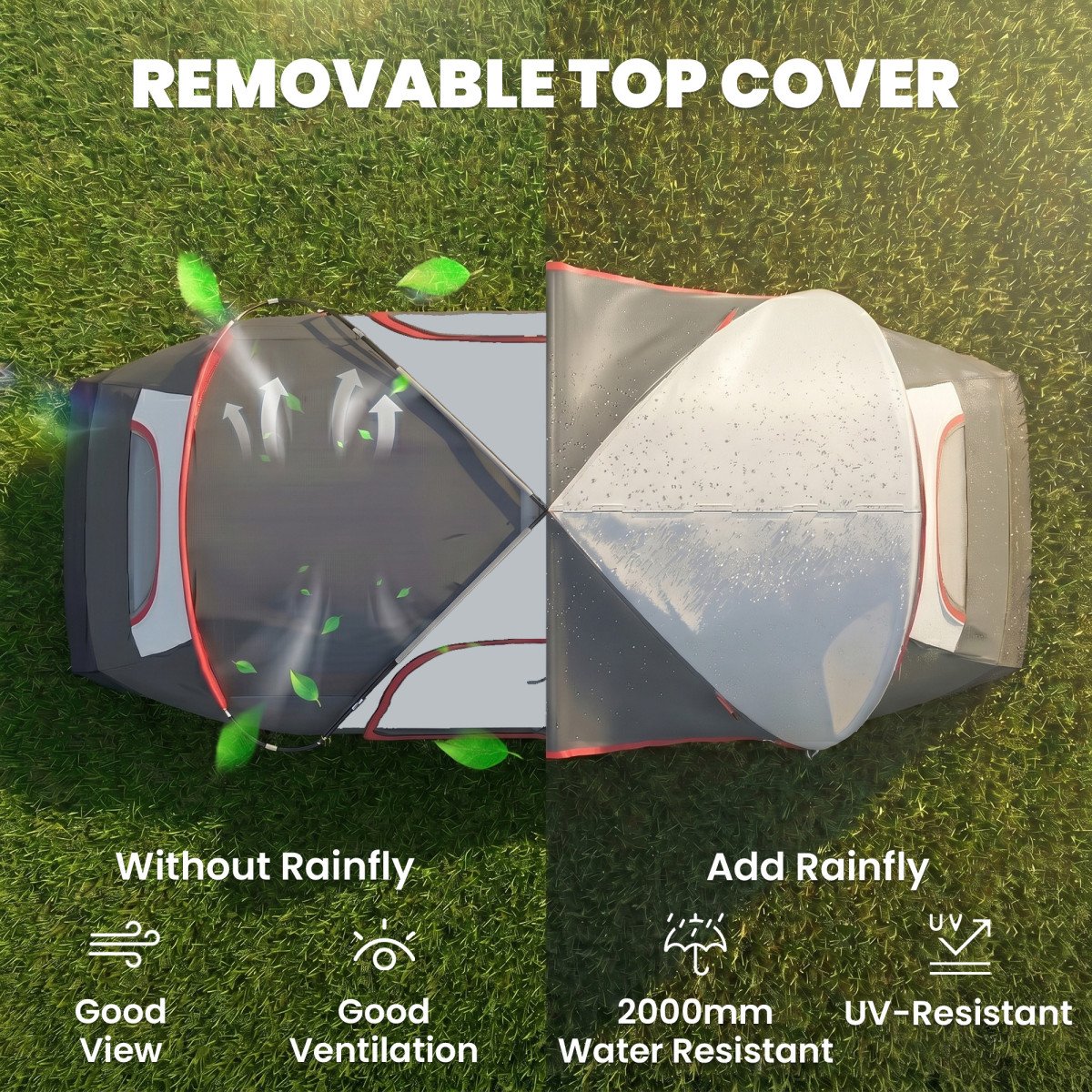 Camping Tent for 6-8 Man with 2000mm Waterproof Rainfly and Carry Bag for Fishing Hiking Festival, Dark Grey
