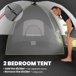 Camping Tent for 6-8 Man with 2000mm Waterproof Rainfly and Carry Bag for Fishing Hiking Festival, Dark Grey