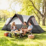 Camping Tent for 6-8 Man with 2000mm Waterproof Rainfly and Carry Bag for Fishing Hiking Festival, Dark Grey